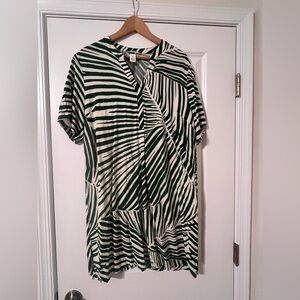 H&M Zebra Print Mini Dress in Green and Cream